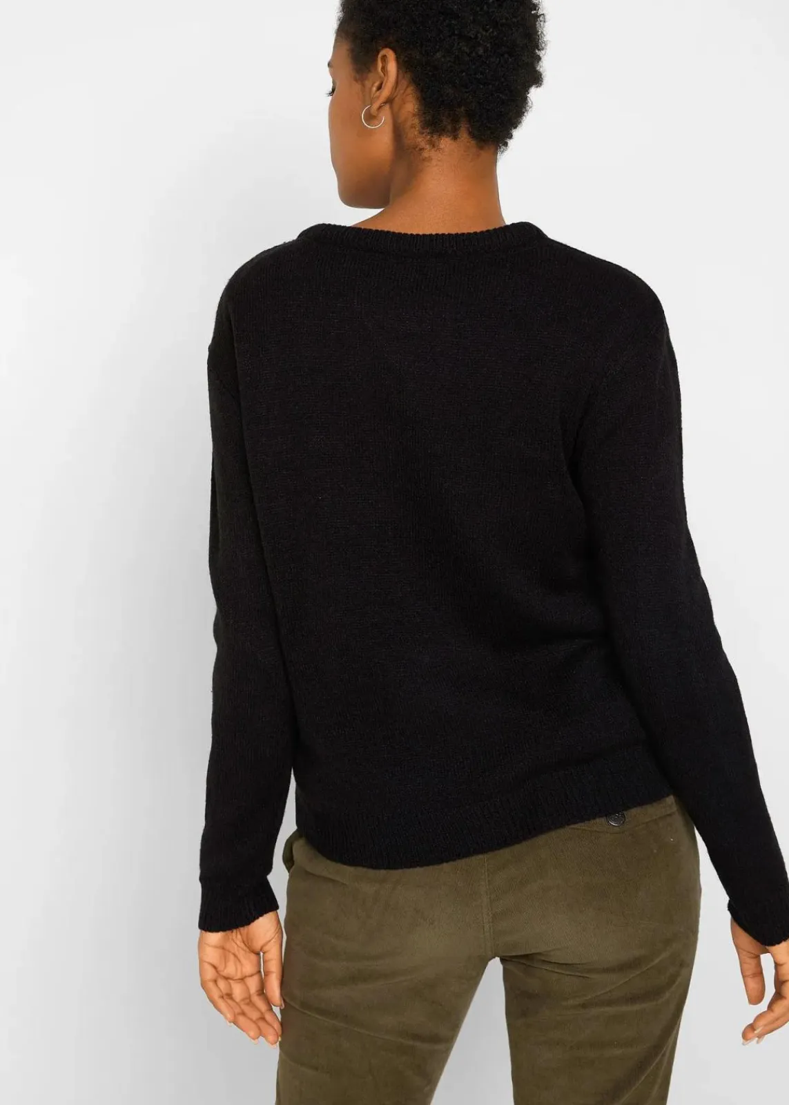 bonprix Pullover & Strickjacken|Basics^Strick-Pullover mit Rundhals-Ausschnitt schwarz
