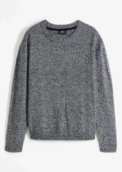 bonprix Bekleidung·Umstandsmode|Bekleidung·Jeans^Strick-Pullover mit Rundhals-Ausschnitt in Melange anthrazit meliert