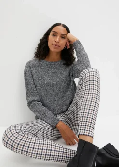 bonprix Bekleidung·Umstandsmode|Bekleidung·Jeans^Strick-Pullover mit Rundhals-Ausschnitt in Melange anthrazit meliert