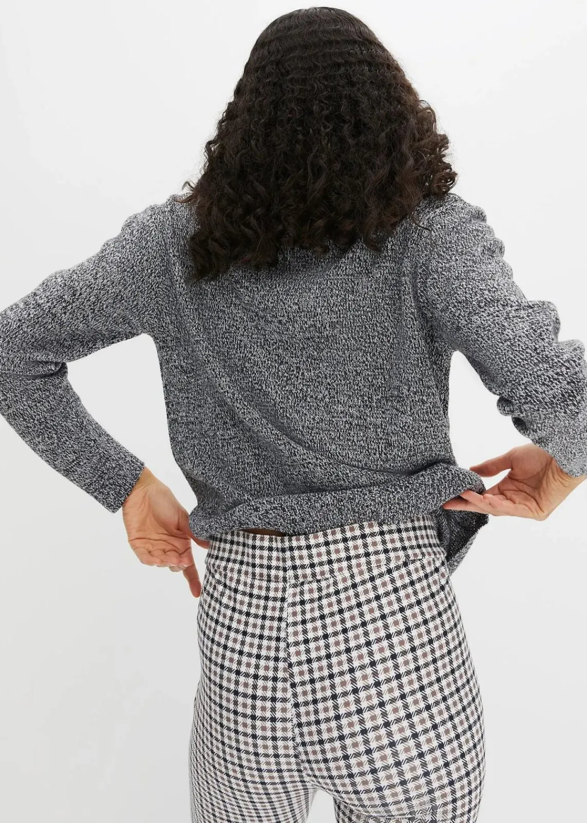 bonprix Bekleidung·Umstandsmode|Bekleidung·Jeans^Strick-Pullover mit Rundhals-Ausschnitt in Melange anthrazit meliert