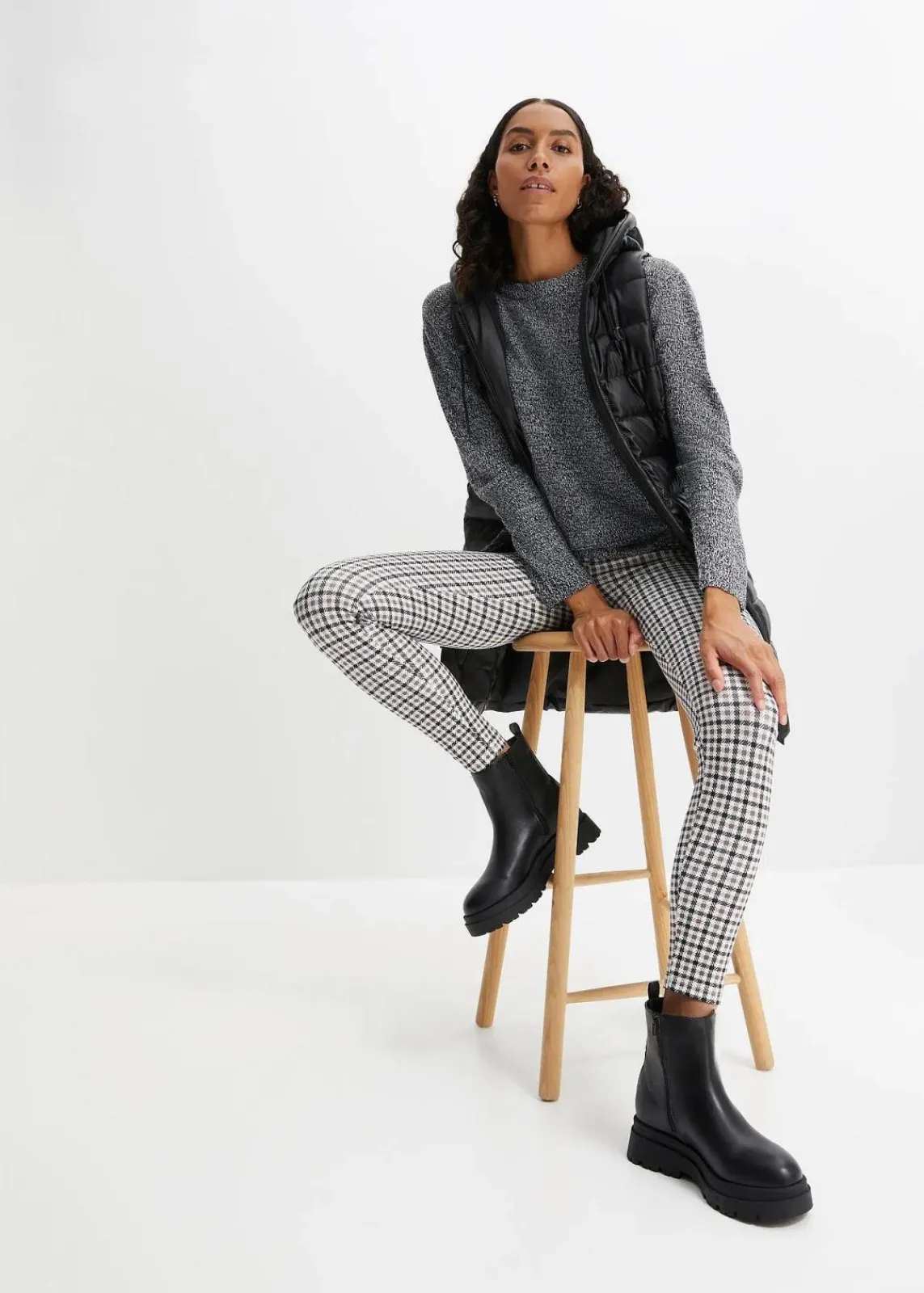 bonprix Bekleidung·Umstandsmode|Bekleidung·Jeans^Strick-Pullover mit Rundhals-Ausschnitt in Melange anthrazit meliert