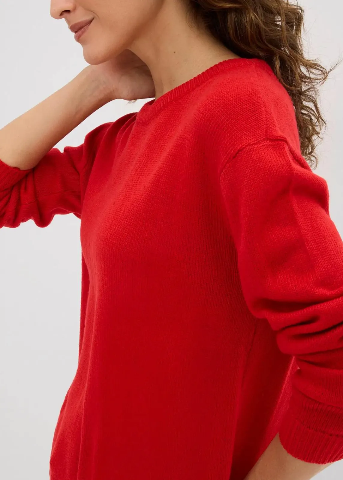 bonprix Bekleidung·Umstandsmode|Bekleidung·Röcke^Strick-Pullover mit Rundhals-Ausschnitt lavarot