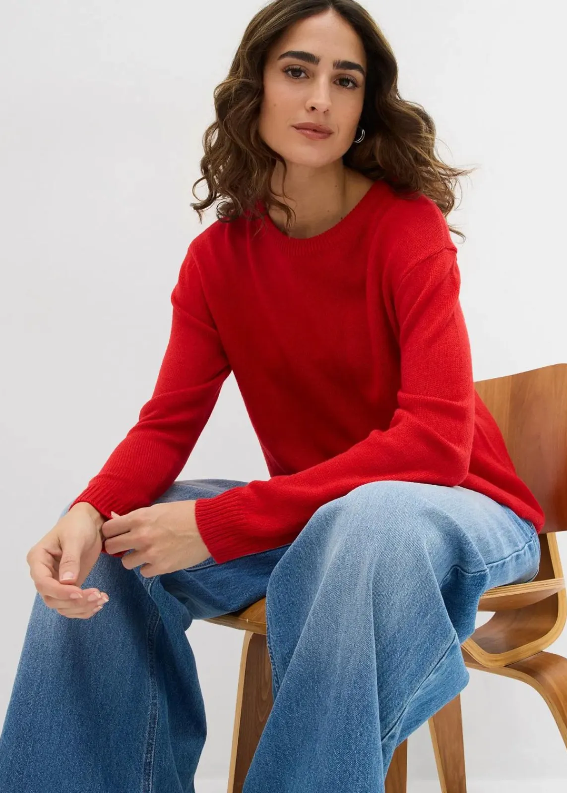 bonprix Bekleidung·Umstandsmode|Bekleidung·Röcke^Strick-Pullover mit Rundhals-Ausschnitt lavarot