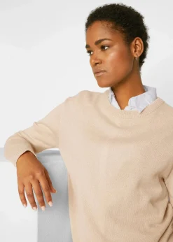 bonprix Pullover & Strickjacken|Basics^Strick-Pullover mit Rundhals-Ausschnitt beige