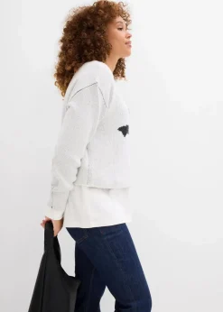 bonprix Nachhaltigere Materialien|Strickmode^Strickpullover mit Schleife wollweiß