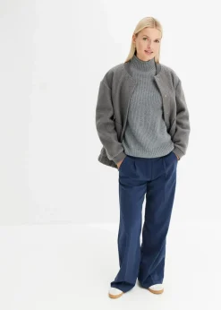 bonprix Pullover & Strickjacken|Strickmode^Strickpullover mit Stehkragen grau meliert