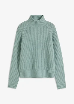 bonprix Strickmode|Pullover & Strickjacken^Strickpullover mit Stehkragen rauchgrün