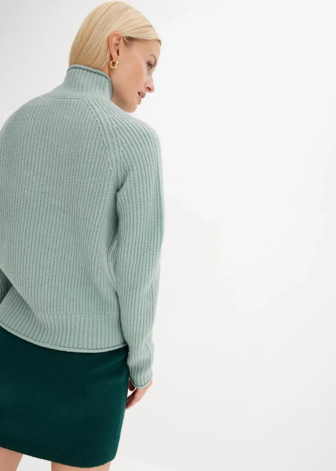 bonprix Strickmode|Pullover & Strickjacken^Strickpullover mit Stehkragen rauchgrün