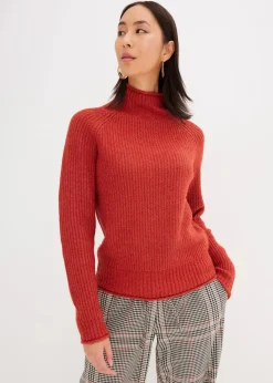 bonprix Strickmode|Pullover & Strickjacken^Strickpullover mit Stehkragen karminrot