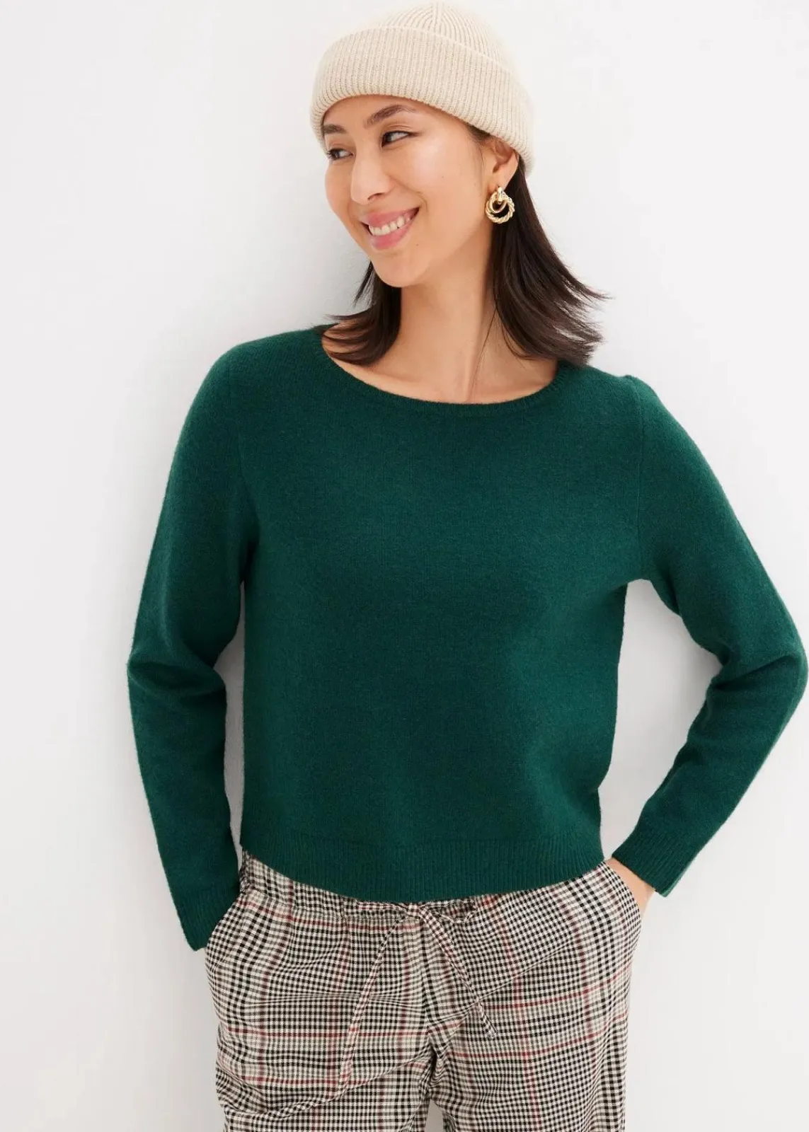 bonprix Nachhaltigere Materialien|Pullover & Strickjacken^Strickpullover mit U-Boot-Ausschnitt waldgrün