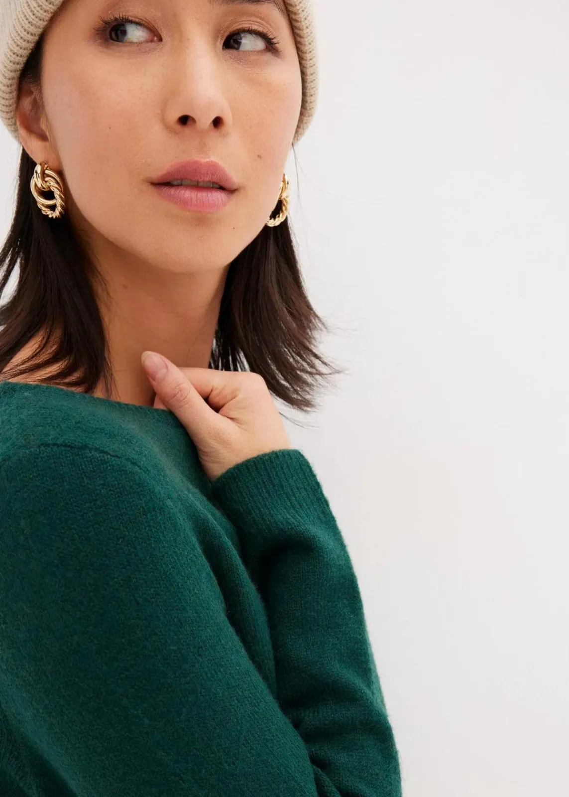 bonprix Nachhaltigere Materialien|Pullover & Strickjacken^Strickpullover mit U-Boot-Ausschnitt waldgrün