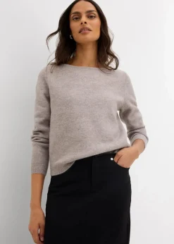 bonprix Nachhaltigere Materialien|Pullover & Strickjacken^Strickpullover mit U-Boot-Ausschnitt hellgrau