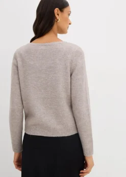 bonprix Nachhaltigere Materialien|Pullover & Strickjacken^Strickpullover mit U-Boot-Ausschnitt hellgrau