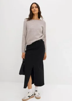bonprix Nachhaltigere Materialien|Pullover & Strickjacken^Strickpullover mit U-Boot-Ausschnitt hellgrau