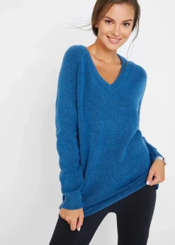 bonprix Bekleidung·Umstandsmode|Bekleidung·Jeans^Strickpullover mit V-Ausschnitt, Oversized Fit polarblau