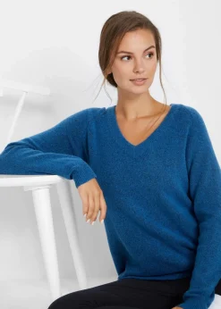 bonprix Bekleidung·Umstandsmode|Bekleidung·Jeans^Strickpullover mit V-Ausschnitt, Oversized Fit polarblau