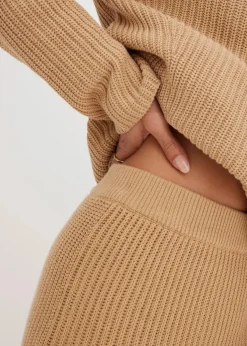 bonprix Bekleidung·Sportbekleidung|Nachhaltigere Materialien^Strickrock aus reiner Baumwolle latte macchiato