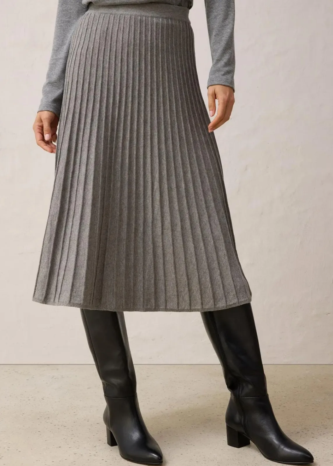 bonprix Bekleidung·Sportbekleidung|Premium^Strickrock mit Merinowolle grau meliert
