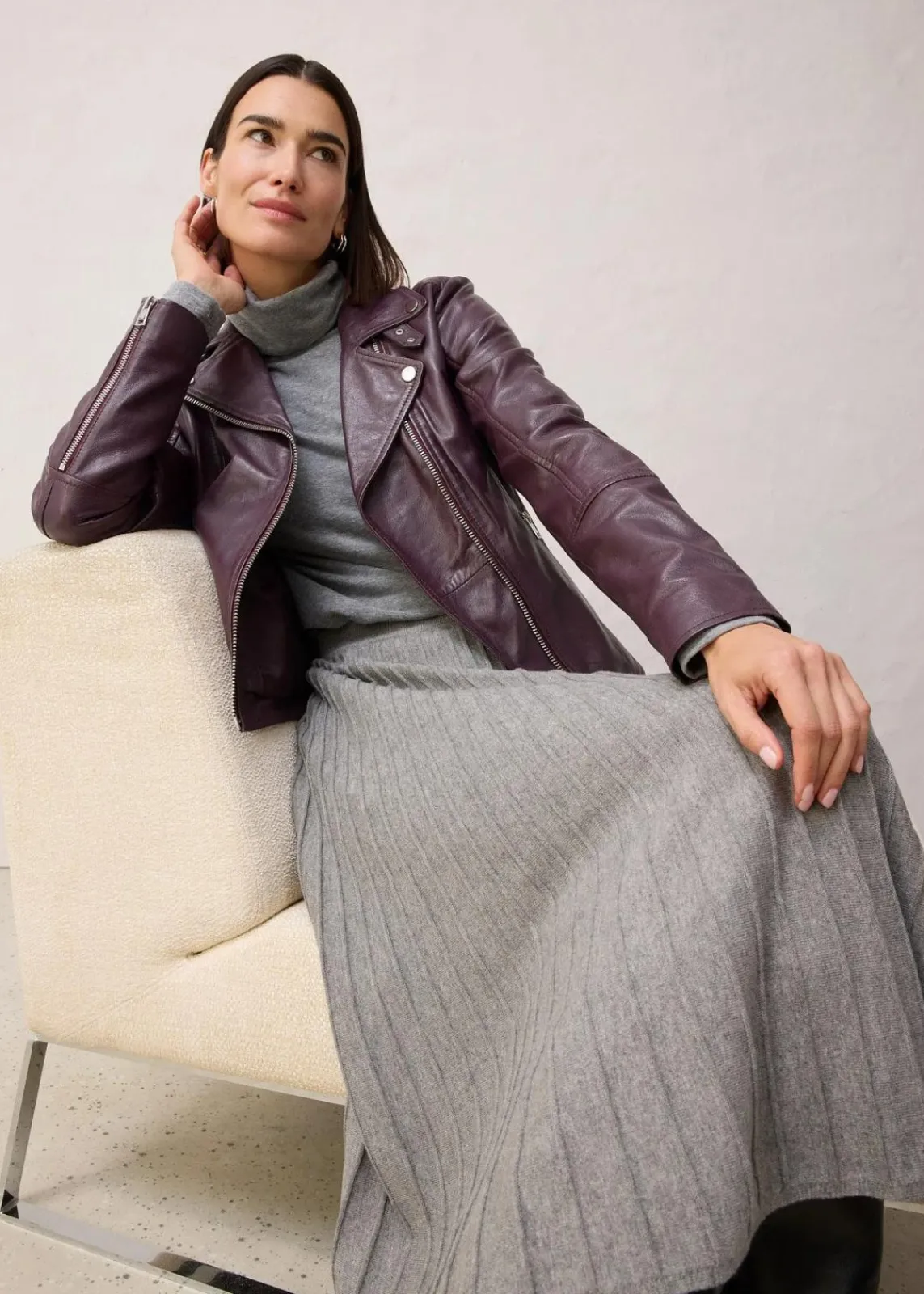 bonprix Bekleidung·Sportbekleidung|Premium^Strickrock mit Merinowolle grau meliert