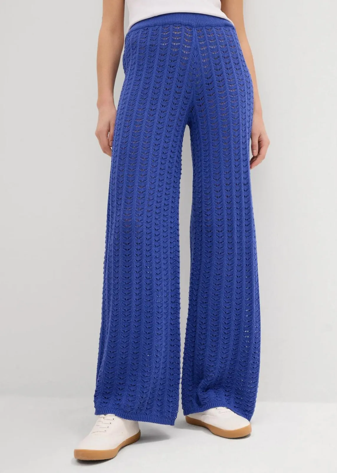 bonprix Hosen^Strick-Schlupfhose mit Lochmuster edelsteinblau