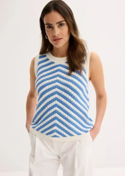 bonprix Bekleidung·Umstandsmode|Shirts & Tops^Stricktop mittelblau/wollweiß sonstige