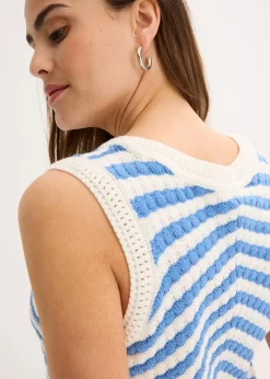 bonprix Bekleidung·Umstandsmode|Shirts & Tops^Stricktop mittelblau/wollweiß sonstige