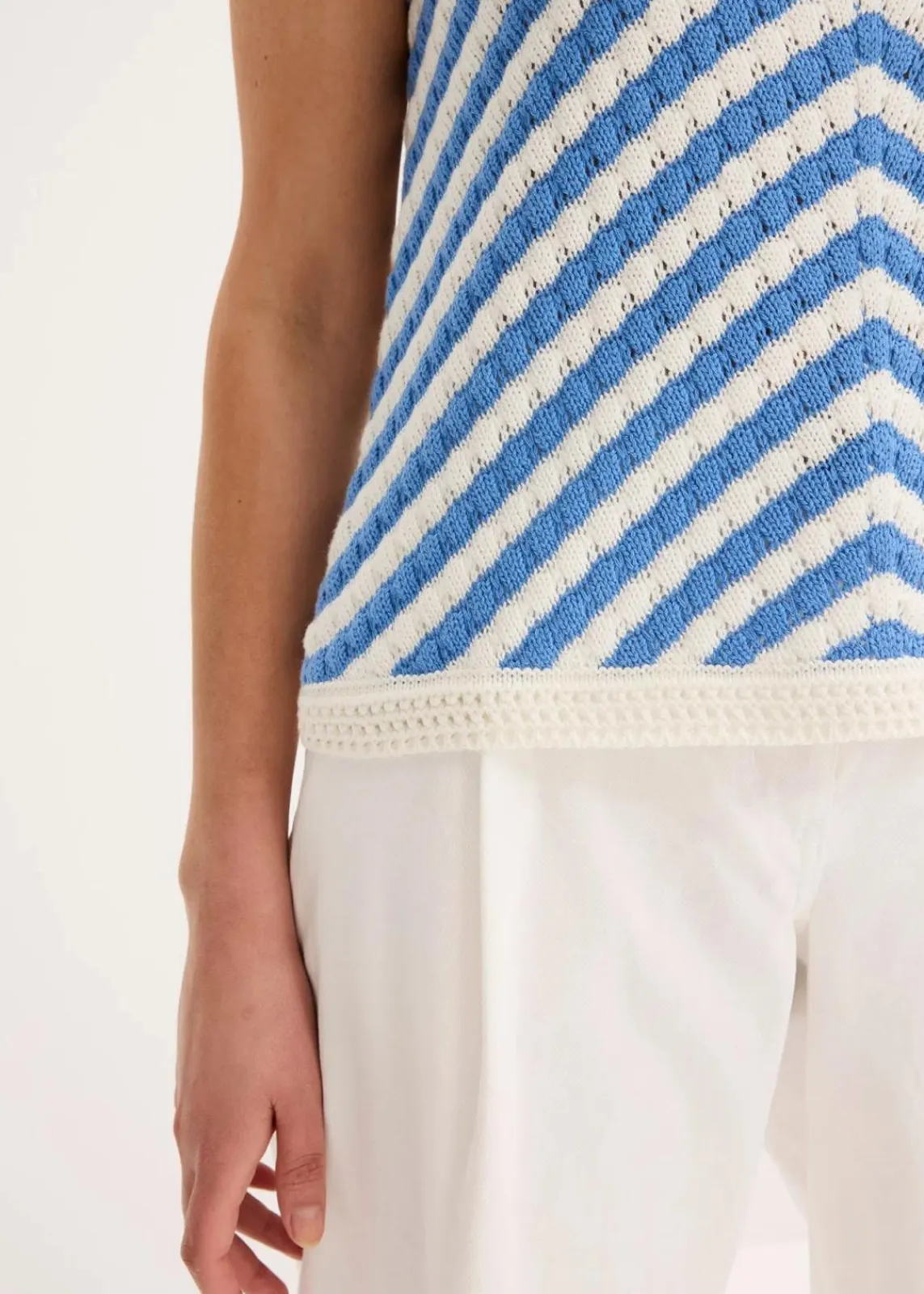 bonprix Bekleidung·Umstandsmode|Shirts & Tops^Stricktop mittelblau/wollweiß sonstige