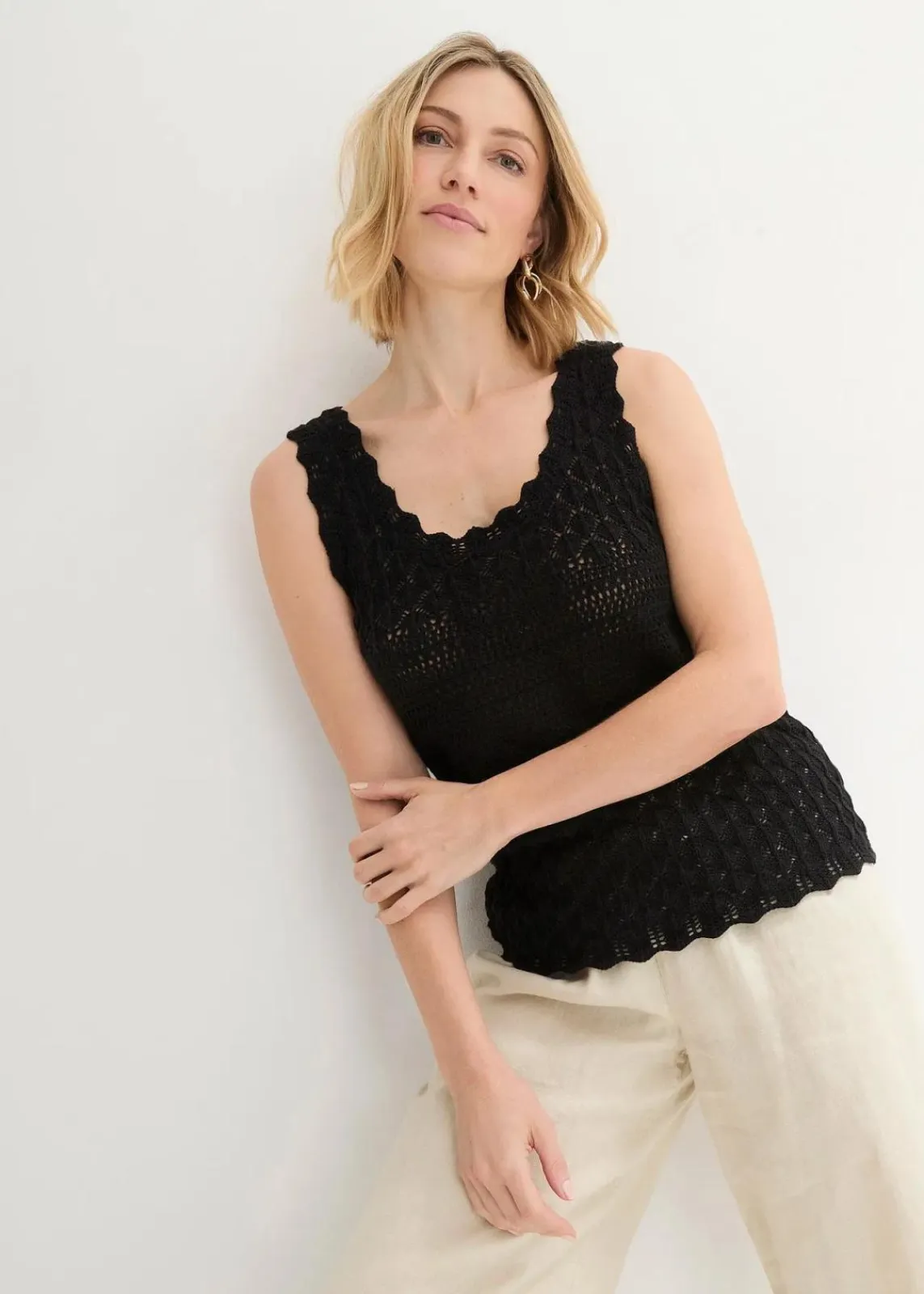 bonprix Bekleidung·Umstandsmode|Shirts & Tops^Stricktop aus Baumwolle schwarz