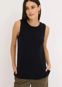 bonprix Bekleidung·Umstandsmode|Strickmode^Stricktop aus Baumwolle mit Noppenstruktur schwarz