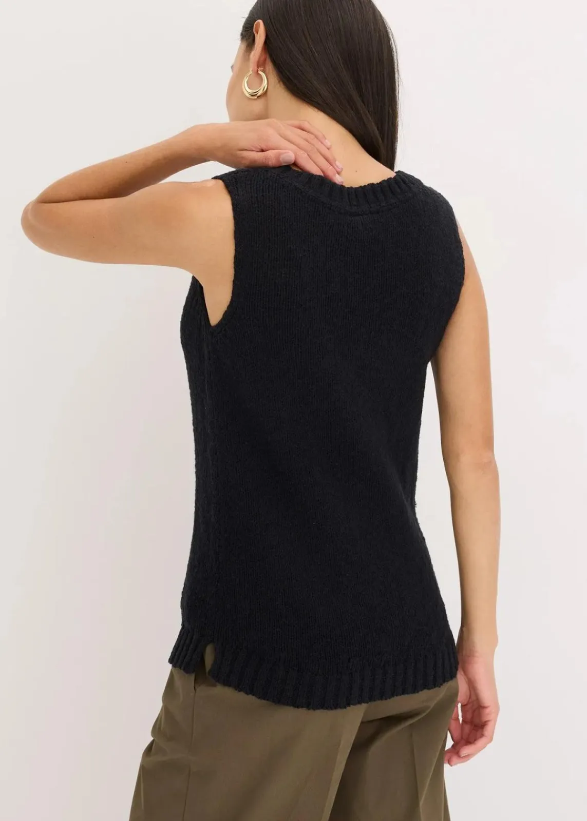 bonprix Bekleidung·Umstandsmode|Strickmode^Stricktop aus Baumwolle mit Noppenstruktur schwarz