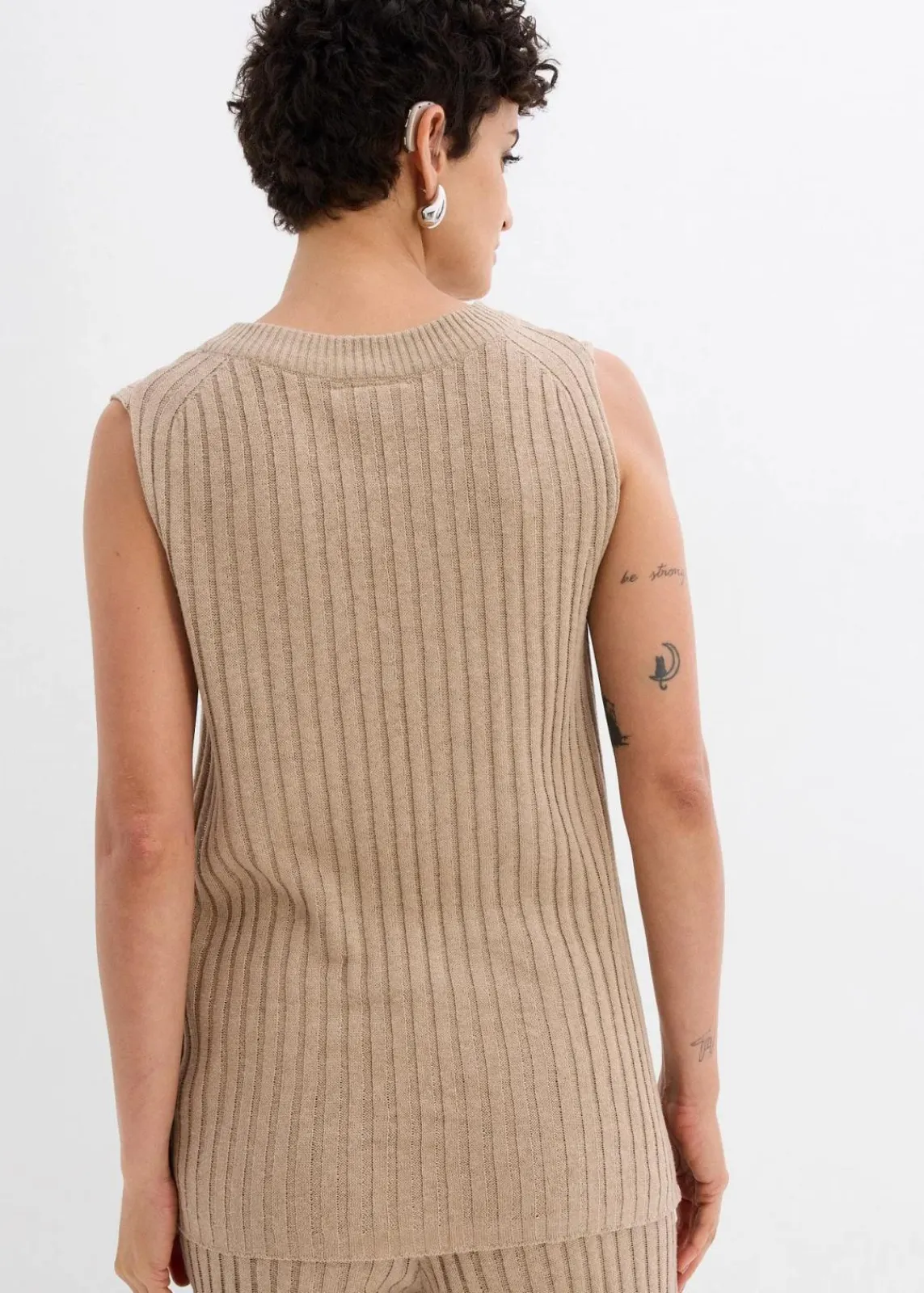 bonprix Zweiteiler & Sets|Strickmode^Stricktop aus Viskose-Mix khakibeige