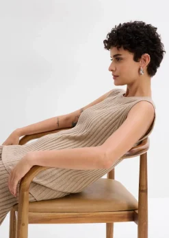 bonprix Zweiteiler & Sets|Strickmode^Stricktop aus Viskose-Mix khakibeige