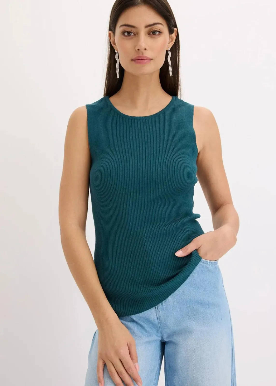 bonprix Strickmode|Shirts & Tops^Stricktop mit Glitzerband pfeffergrün