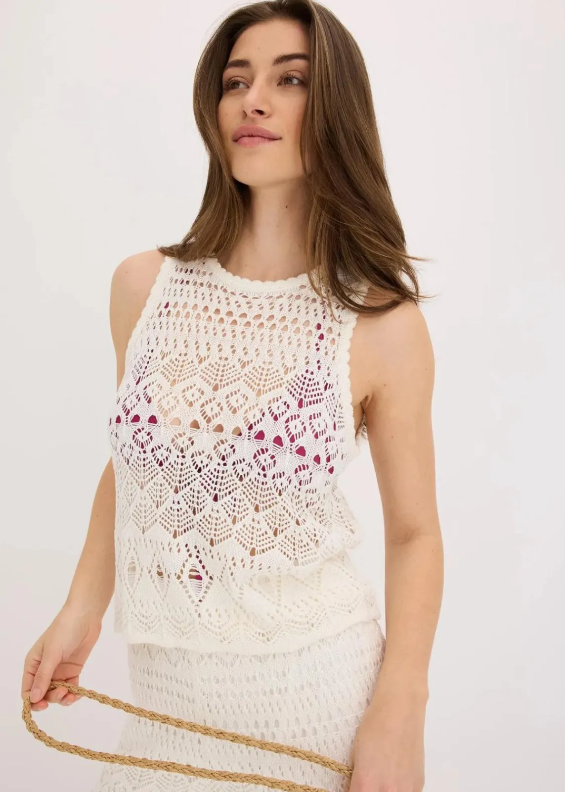 bonprix Bekleidung·Umstandsmode|Strickmode^Stricktop mit Lochstrickmuster wollweiß
