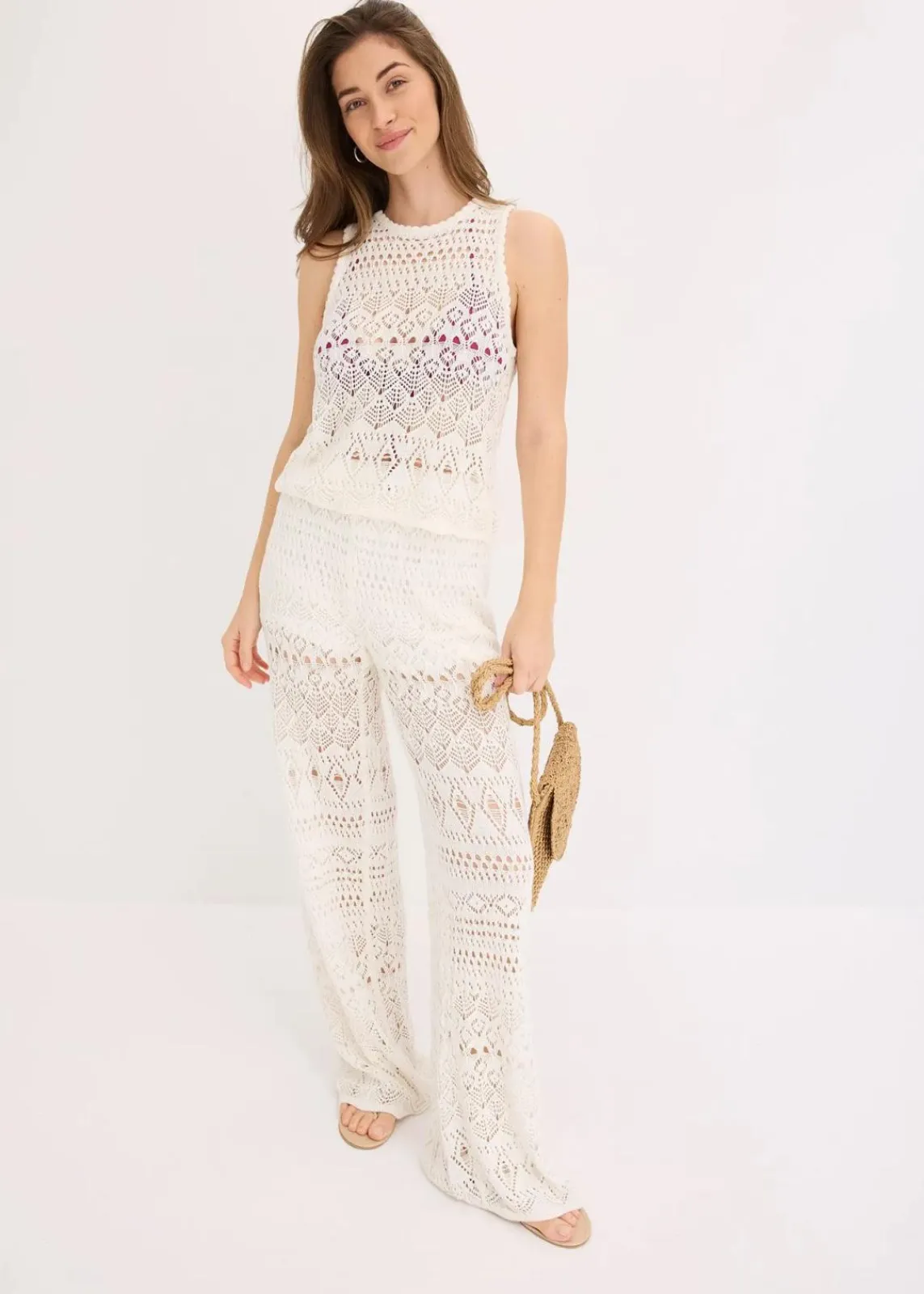 bonprix Bekleidung·Umstandsmode|Strickmode^Stricktop mit Lochstrickmuster wollweiß