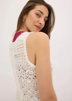 bonprix Bekleidung·Umstandsmode|Strickmode^Stricktop mit Lochstrickmuster wollweiß