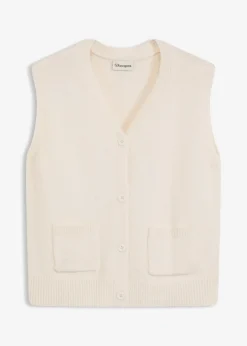 bonprix Bekleidung·Umstandsmode|Bekleidung·Hosen^Strick-Weste perlweiß meliert