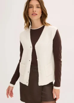 bonprix Bekleidung·Umstandsmode|Bekleidung·Hosen^Strick-Weste perlweiß meliert