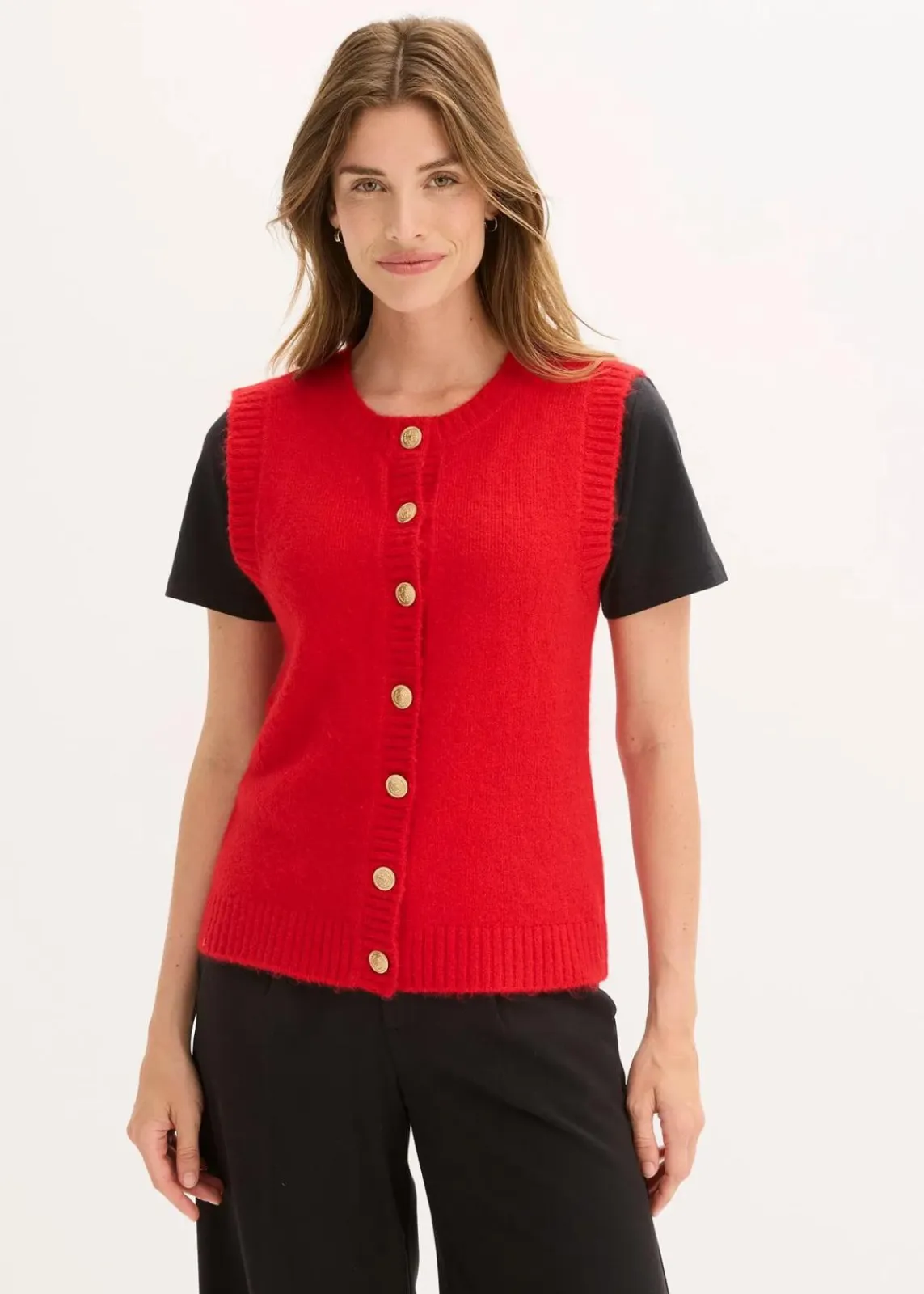 bonprix Bekleidung·Umstandsmode|Strickmode^Strick-Weste salsarot