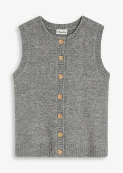 bonprix Jacken & Mäntel|Bekleidung·Hosen^Strick-Weste grau meliert