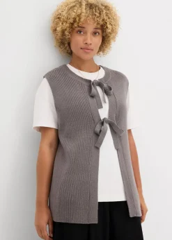 bonprix Bekleidung·Umstandsmode|Bekleidung·Jeans^Strick-Weste aus Baumwoll-Mix anthrazit meliert
