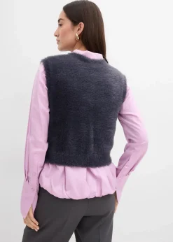 bonprix Bekleidung·Umstandsmode|Bekleidung·Hosen^Strick-Weste aus Federgarn-Viskose-Mix anthrazit meliert