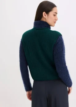 bonprix Bekleidung·Umstandsmode|Bekleidung·Hosen^Strickweste mit dekorativen Knöpfen dunkelpetrol