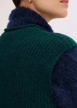 bonprix Bekleidung·Umstandsmode|Bekleidung·Hosen^Strickweste mit dekorativen Knöpfen dunkelpetrol