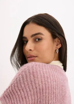 bonprix Bekleidung·Umstandsmode|Strickmode^Strick-Weste mit dekorativen Knöpfen und Wollanteil rosa meliert