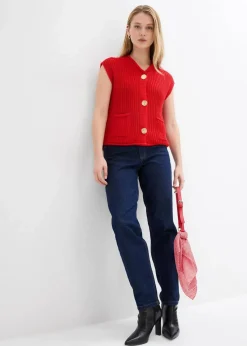 bonprix Bekleidung·Umstandsmode|Bekleidung·Hosen^Strick-Weste mit Taschen erdbeere