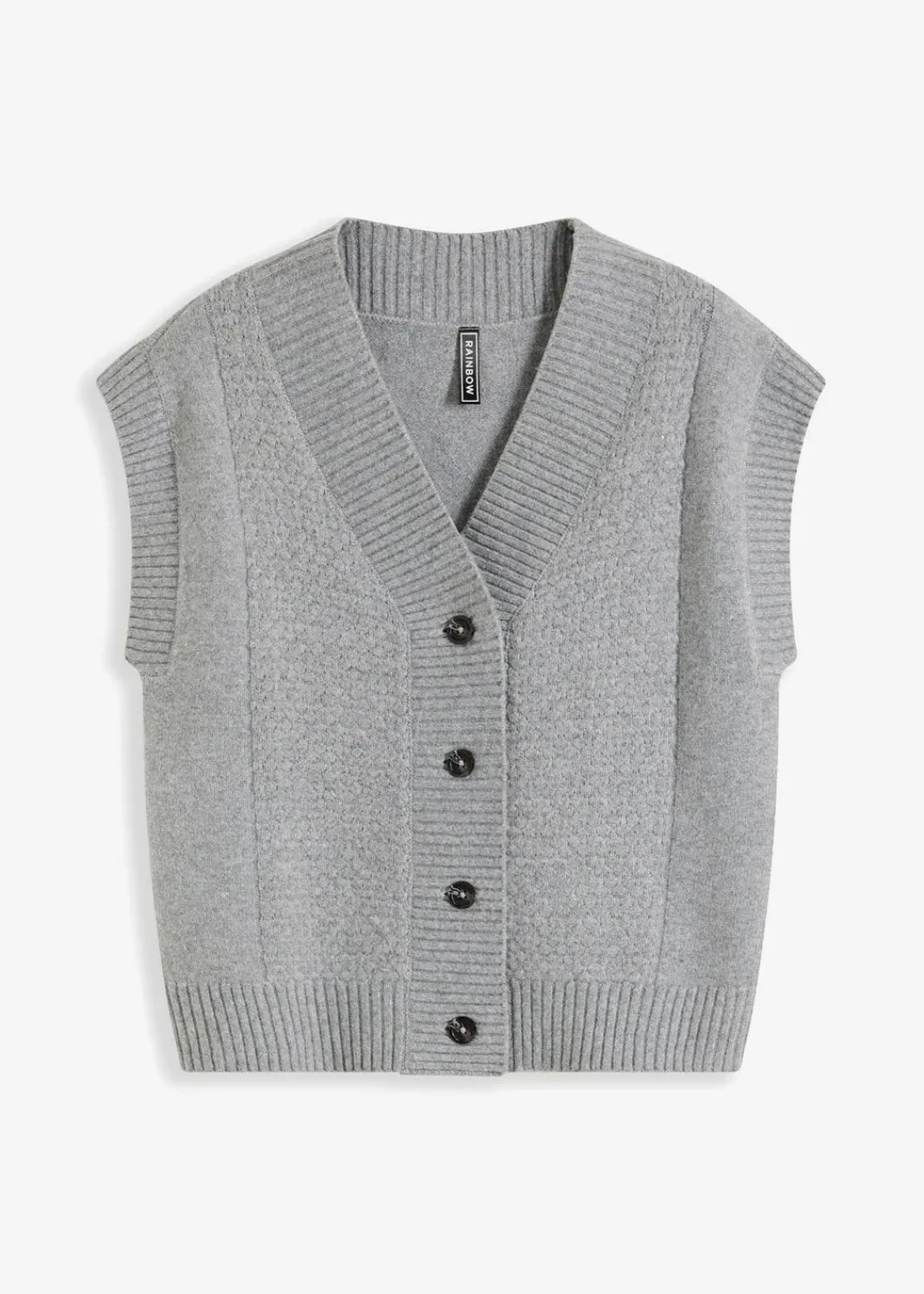 bonprix Strickmode|Jacken & Mäntel^Strickweste mit Zopfmuster hellgrau meliert