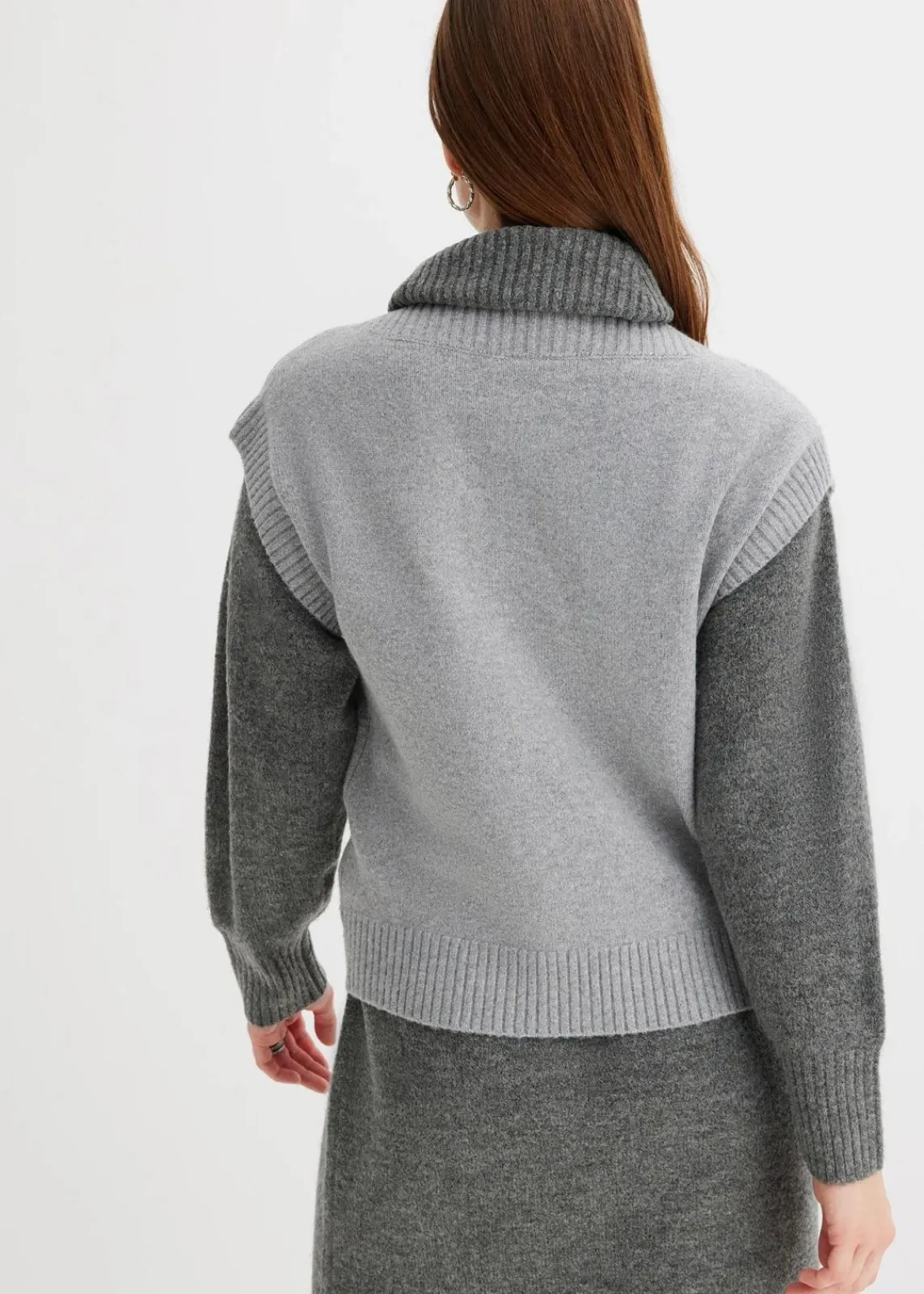 bonprix Strickmode|Jacken & Mäntel^Strickweste mit Zopfmuster hellgrau meliert