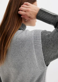 bonprix Strickmode|Jacken & Mäntel^Strickweste mit Zopfmuster hellgrau meliert