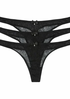 bonprix Wäsche·Dessous|Wäsche·Höschen^String aus edler Spitze (3er Pack) schwarz